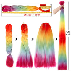 24Inch Synthetic Yaki Braids Hair Ombre Braiding Hair Jumbo Braid DIY Green Hair Exten close-up view