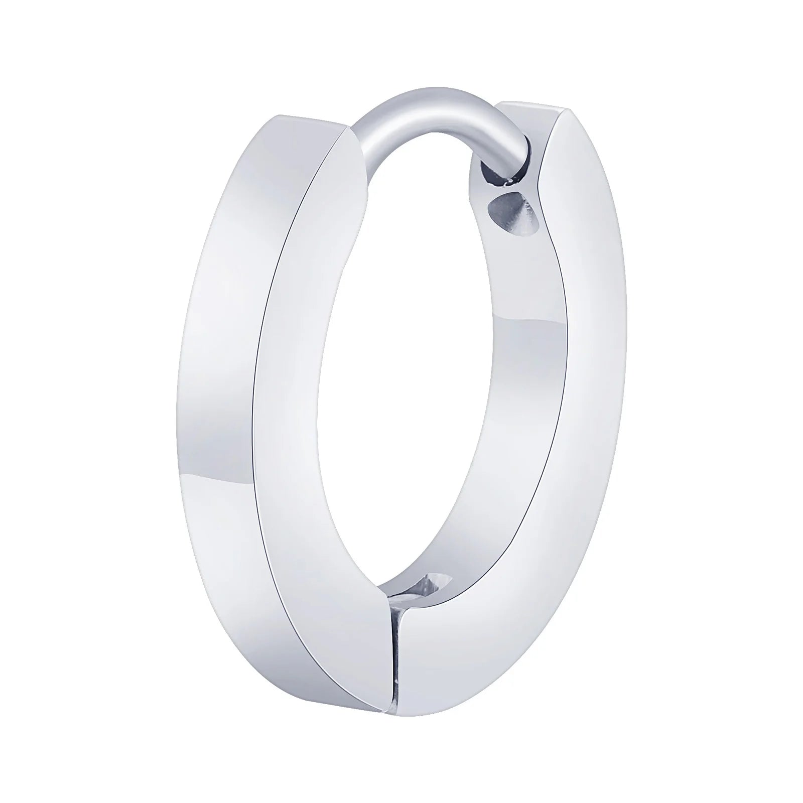 Vnox Small Hoop Huggie Earrings | Glossy Stainless Steel Minimalist Earrings for Women close-up view