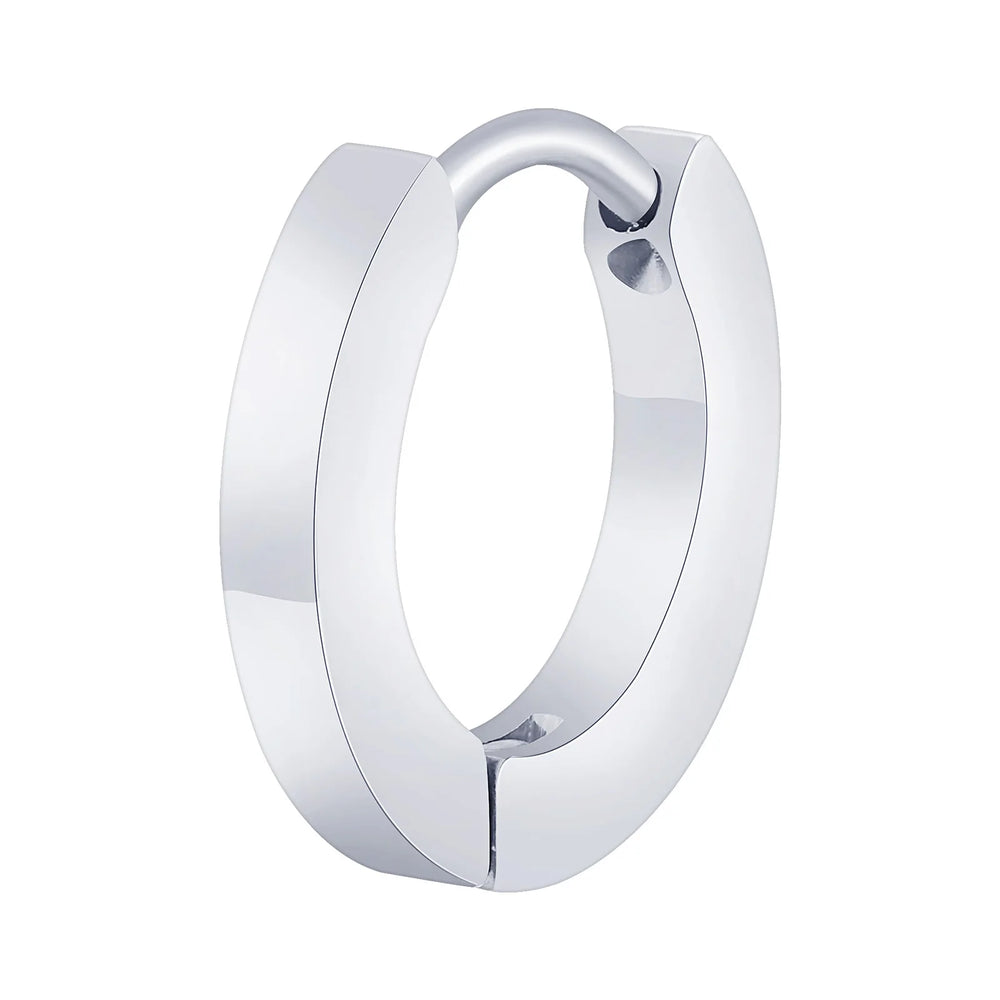 Vnox Small Hoop Huggie Earrings | Glossy Stainless Steel Minimalist Earrings for Women close-up view