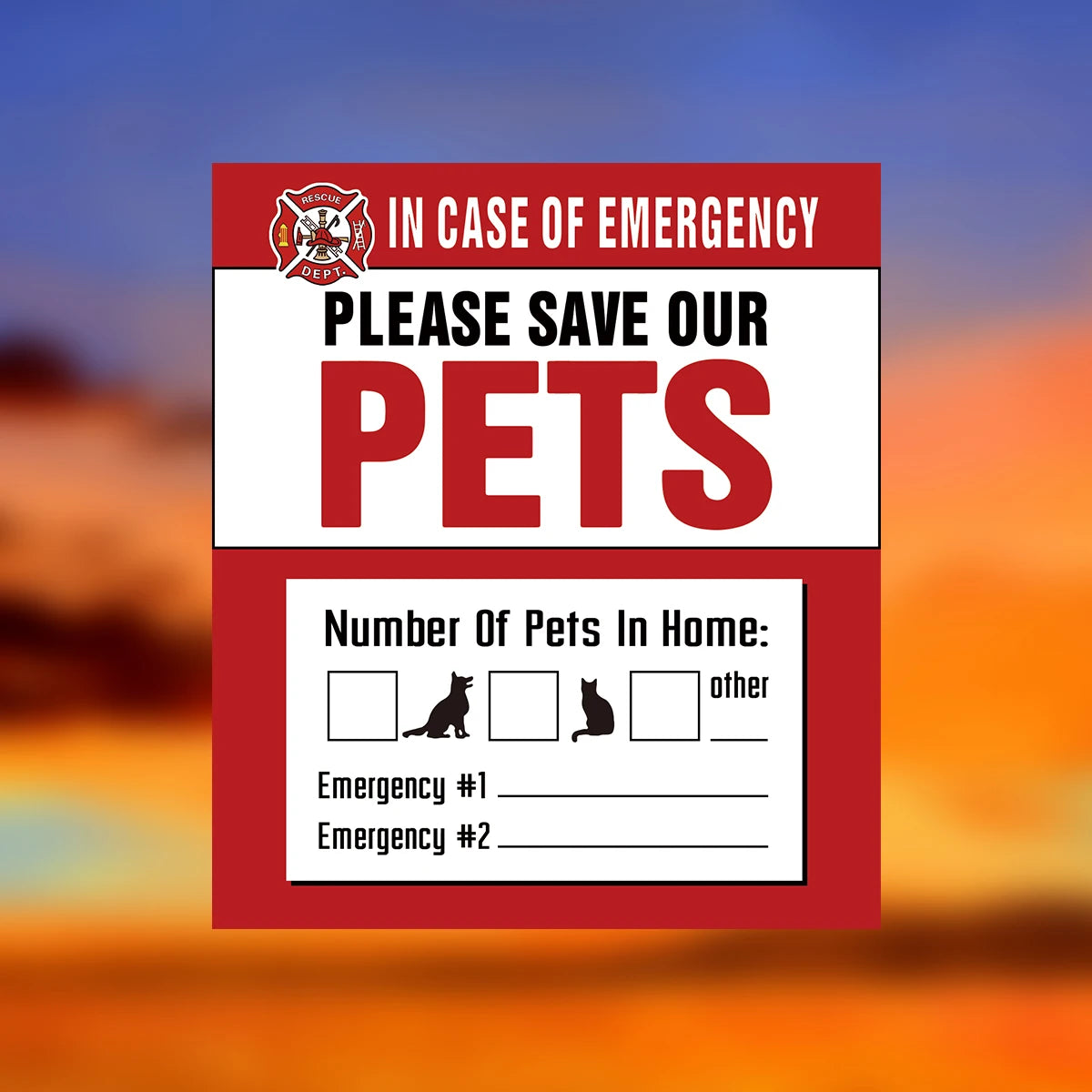 Pet Alert Stickers | Emergency Pet Rescue Window Decals (4 Pack) alternate view