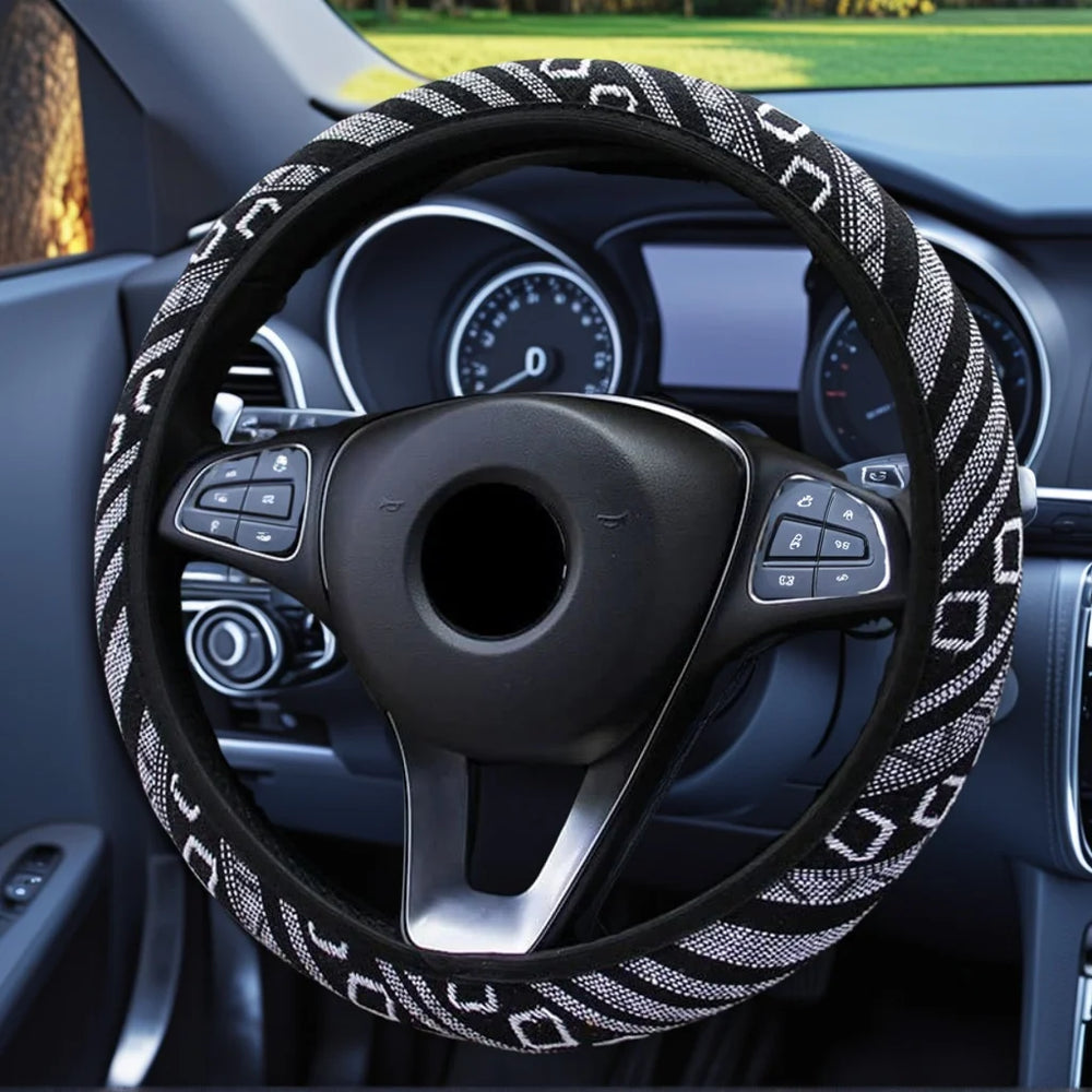Ethnic Style Elastic Car Steering Wheel Cover No Inner Ring Suitable for 15inch Car additional angle