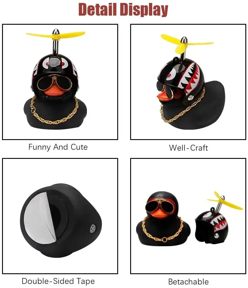 Rubber Duck With Helmet Pendant Black/Yellow close-up view