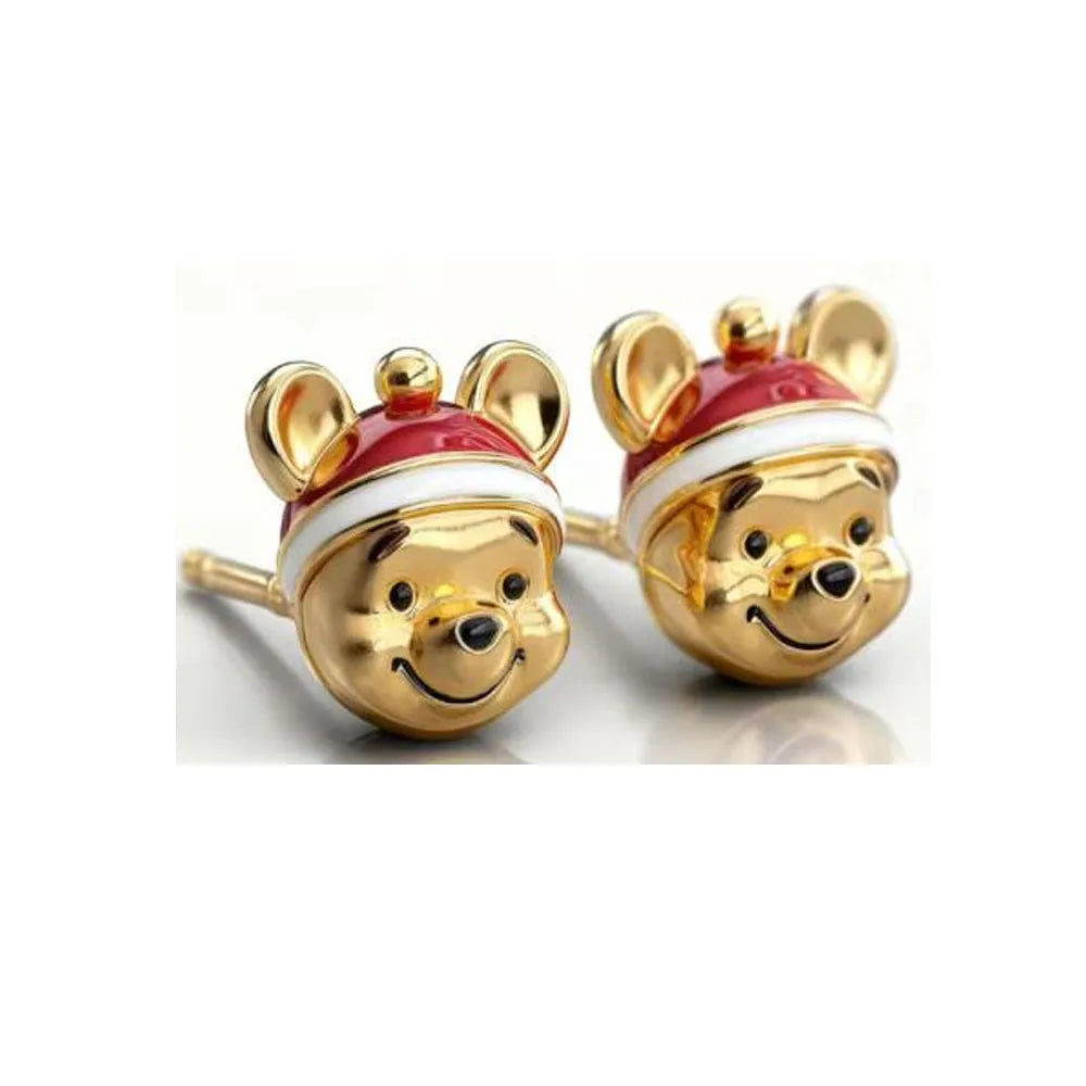 925 Silver Cartoon Duck and Teddy Bear Earrings | Cute Animal Stud Earrings for Women close-up view