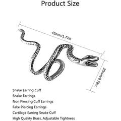 1pc Unisex Spiral Snake Ear Cuff - No Piercing Ear Wrap,Personality Open Hoop Earring Fa detail view