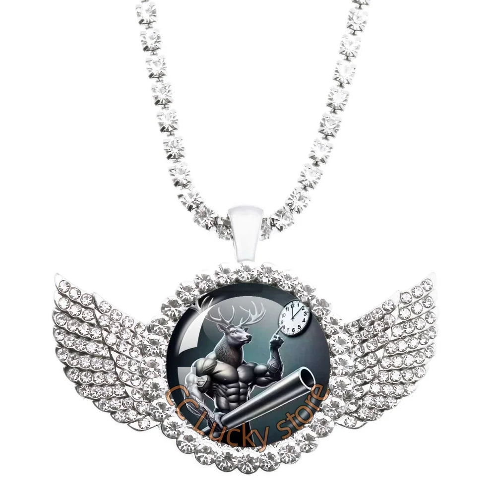 25mm Angel Wing Necklace | Italian Brainrot Pendant Funny Animal Jewelry Gift close-up view