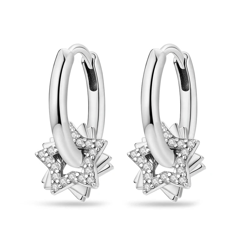 Hot Sale 925 Sterling Silver Heart Earrings Fit Original Charms Hoop Earrings For Wom lifestyle view