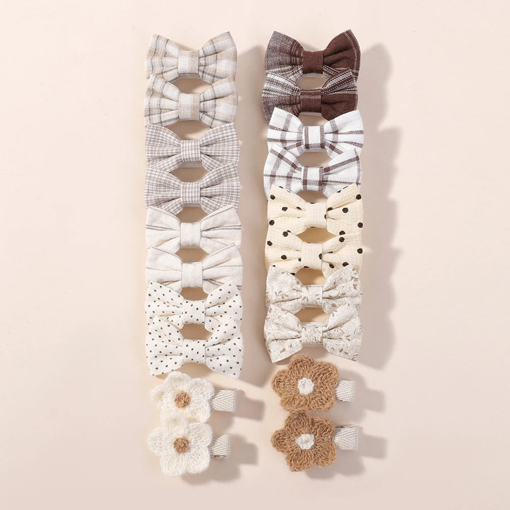 20pcs/set Lovely Kids Bows Hair Clips for Girls Barrette Boutique Full Coverage Fabri alternate view