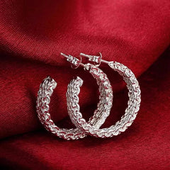 Original Designer 925 Sterling Silver Elegant Crystal Jewelry Fashion Zircon Circle Ho close-up view