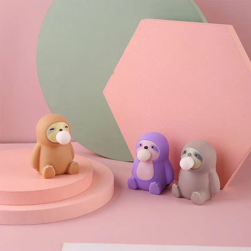Animal Cute Anti-Stress Ball Decompression Cute sloth blowing bubbles Toys Abraact So lifestyle view