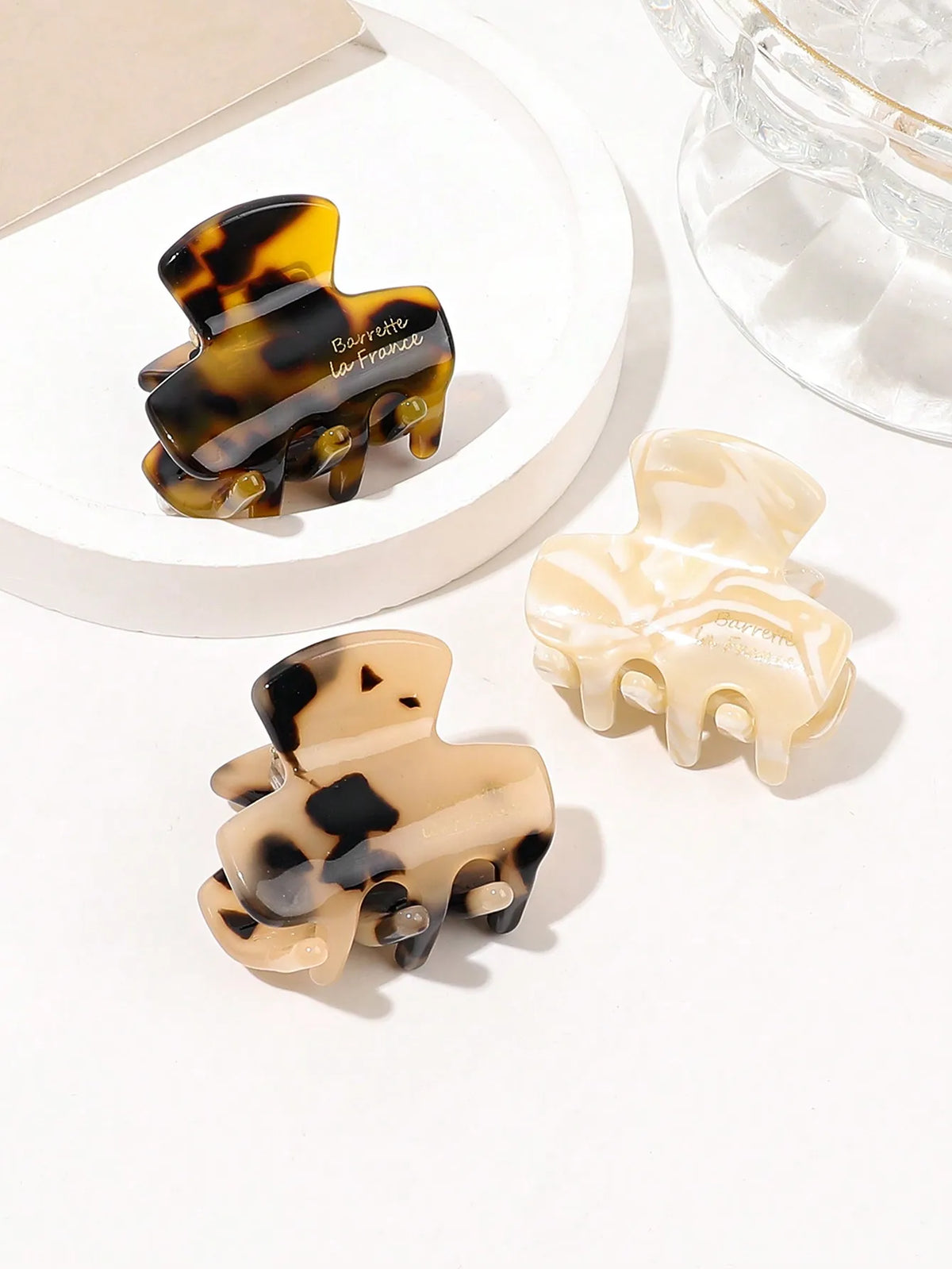 3Pcs Acetate Tortoiseshell Toned Leopard Hair Barrettes Mini Hair Pins for Women Bangs Hair Claw Clips Fashion Hair Accessories