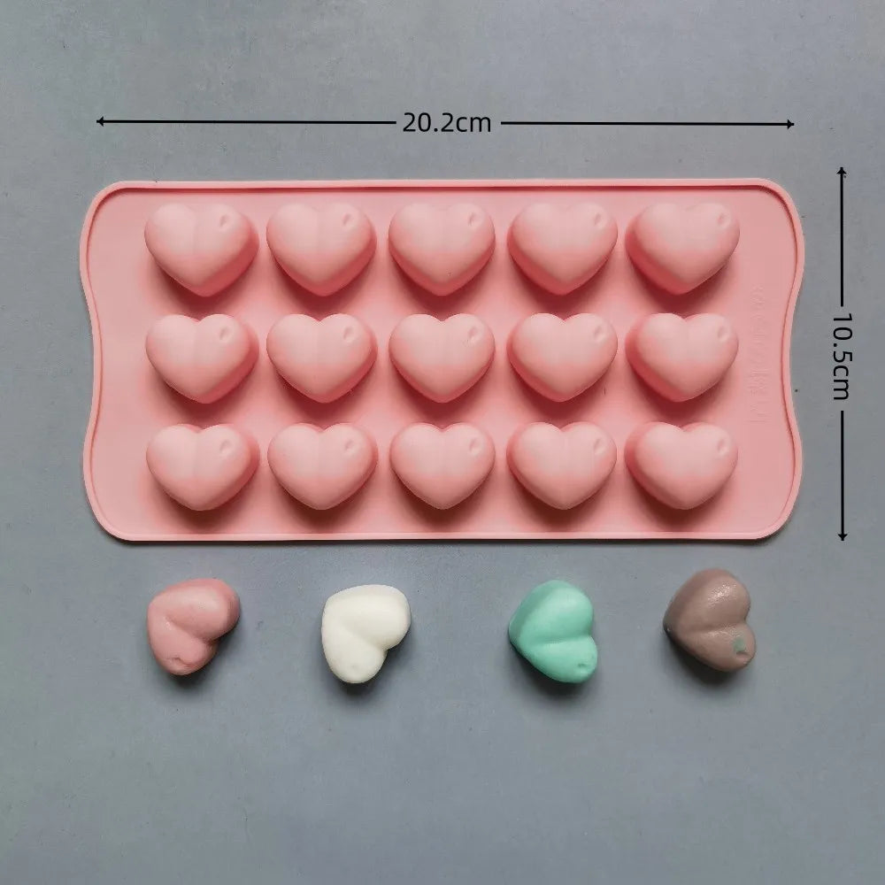 55 Piece Small Heart Shaped Silicone Cake Mold | Heart Chocolate Pastry Molds for DIY close-up view
