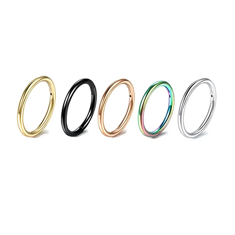 5/10Pcs 16G Nose Ring Hoop Stainless Steel Hinged Nose Rings Septum Clicker Tragus additional angle
