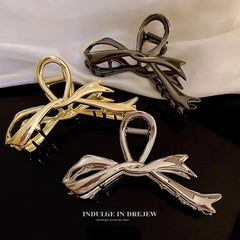 Metal Hair Clip Fashion Barrettes Korean Geometric Black Bow knot Hair Claw for Women Thick Thin Accessories Bath Crab Clamp