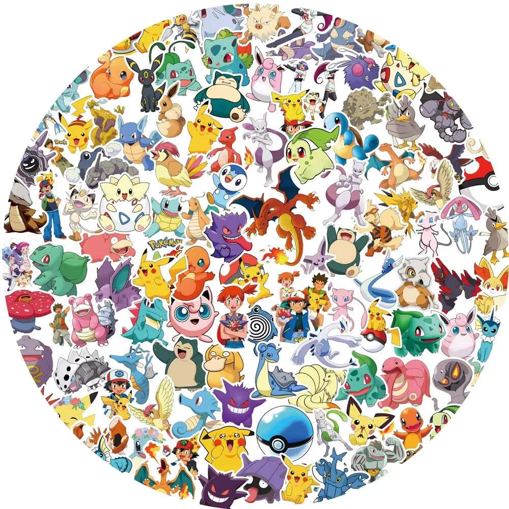 50/100/200pcs Pokemon Anime Stickers Pikachu Kawaii Sticker Laptop Suitcase Skateboar alternate view