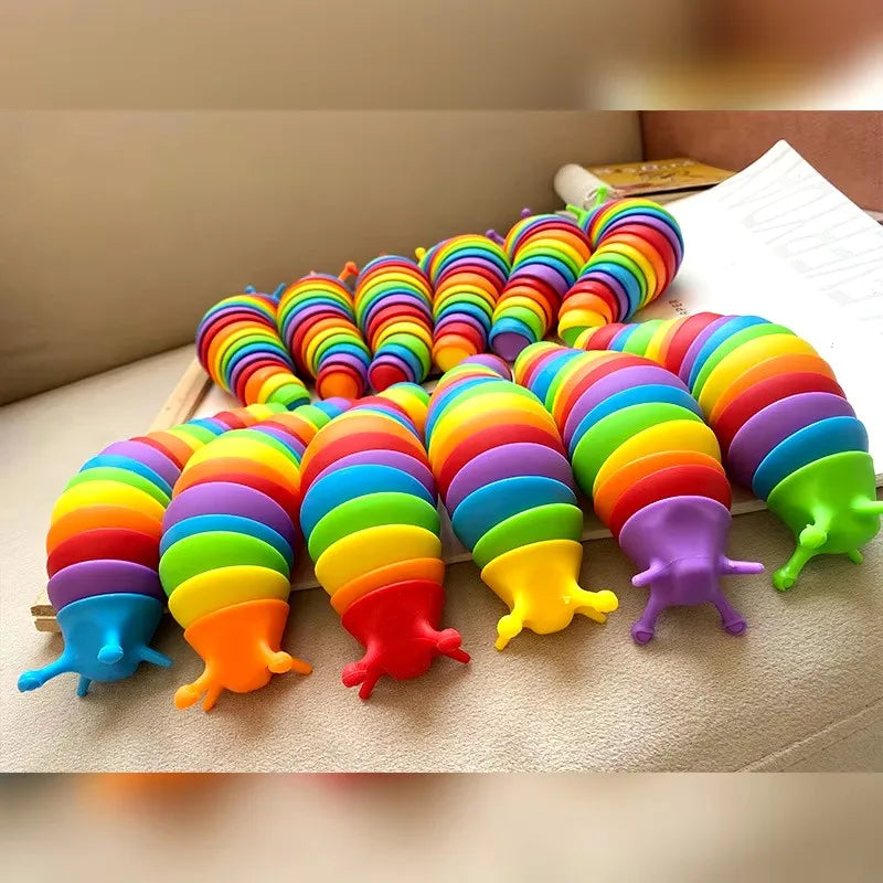 3D Slug Fidget Toy Colorful Slug Snail Toy Articulated Flexible All Ages Relief Anti-A close-up view