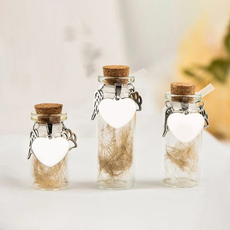 Pet Memorial Bottle for Pet Hair Dogs Cats Fur Keepsake Bottle Storage with 3 Silver Accessories Pet