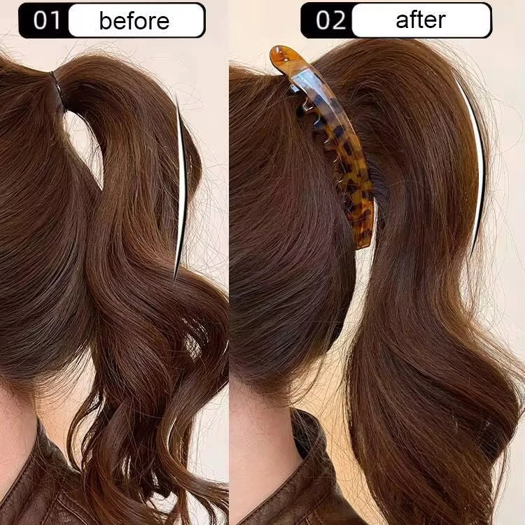 1/3pcs Tortoiseshell Banana Hair Clip Fish Shaped Hairpin For Women Hair Accessories lifestyle view