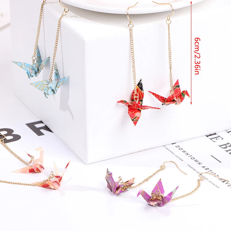 Origami Crane Earrings | Handcrafted Paper Bird Jewelry lifestyle view