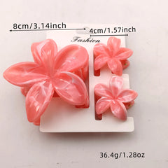 3/6/9/12PCS Hawaiian Gradient Flower Hair Claw Clip For Women Girl Fashion Plastic Non close-up view