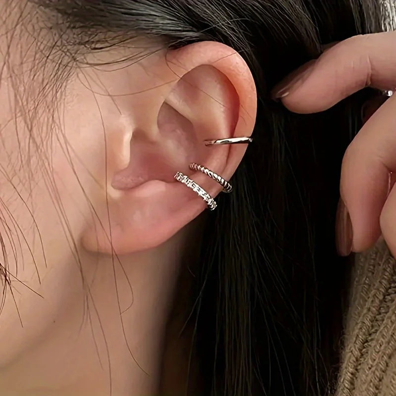 Korean Design Stainless Steel Clip Earrings No Piercing Gold Color Ear Bone Clips Sim alternate view