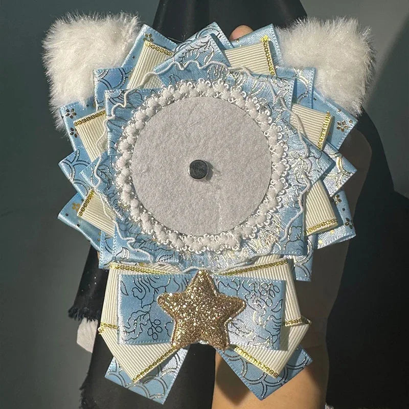 Cute Lolita Badge Base Tray with Cat Ear Handmade Badge Holders for Itabag Ornament Decoration DIY H