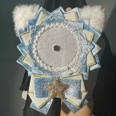 Cute Lolita Badge Base Tray with Cat Ear Handmade Badge Holders for Itabag Ornament Decoration DIY H