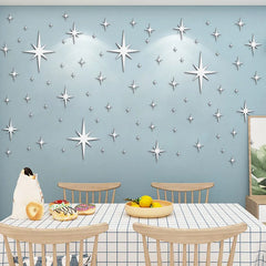 82pcs Acrylic Star Mirror Wall Sticker | Self-Adhesive Wall Decor Set close-up view