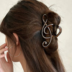 Musical Note Hair Clip Retro Resin Tea Color detail view