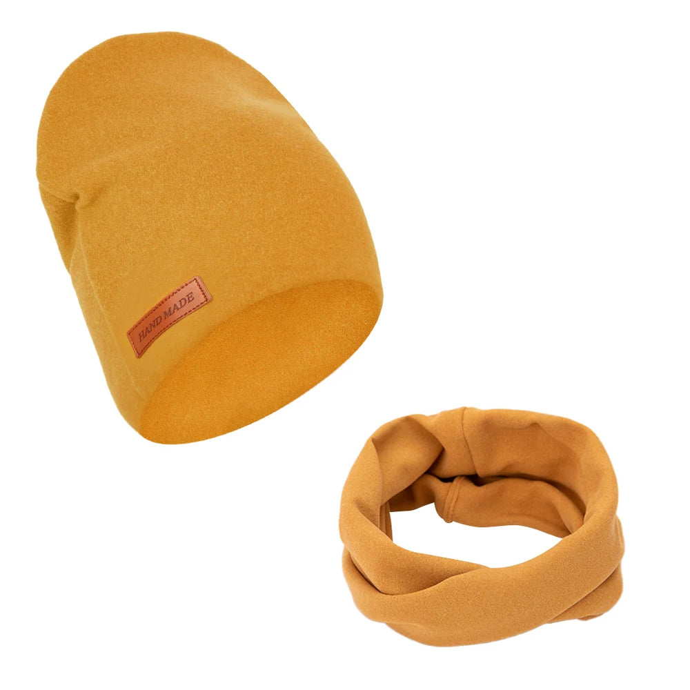 Soft Baby Turban Hat and Scarf Set | Faux Cashmere Winter Headwear for Newborns and Ki close-up view