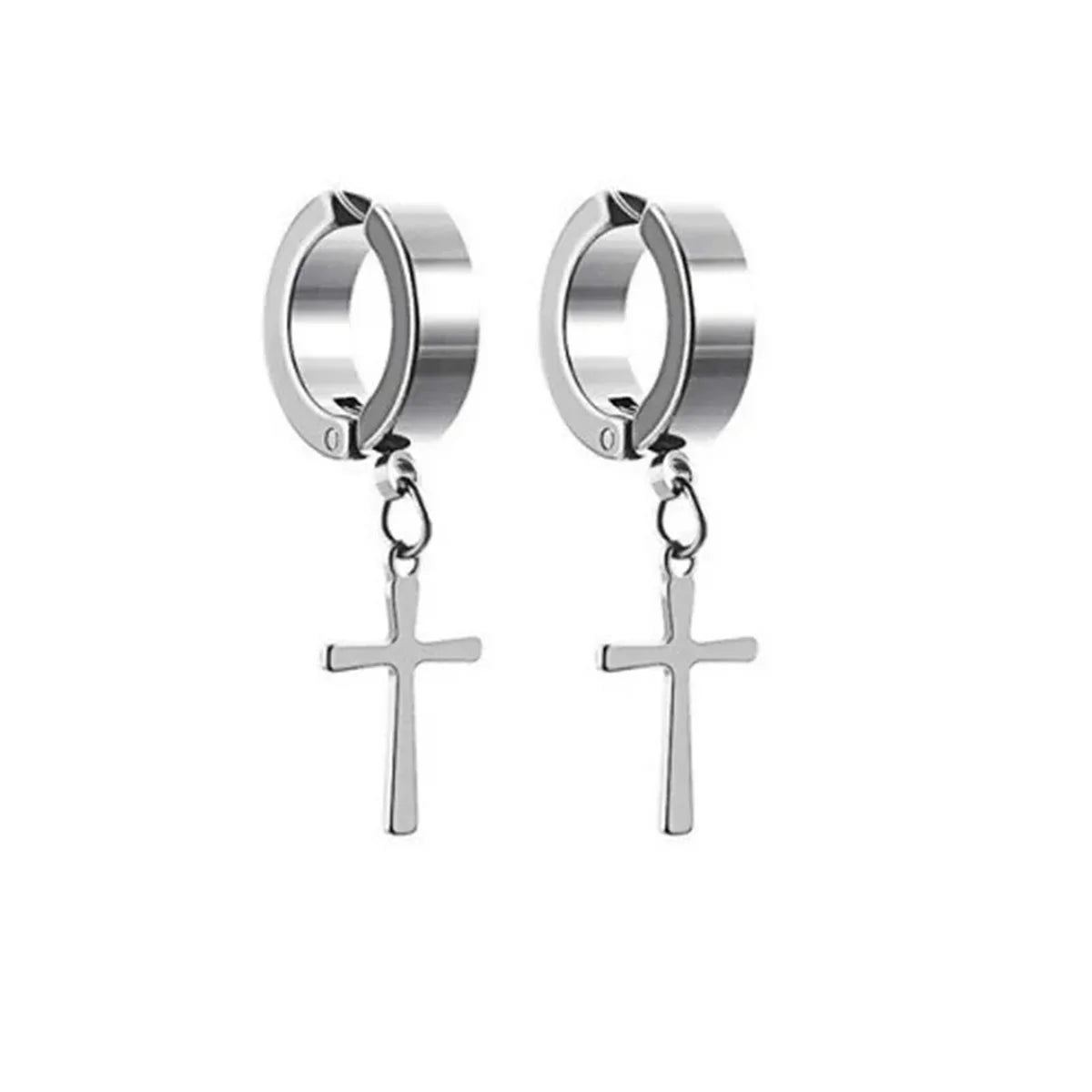2pcs Punk Mens Strong Magnet Magnetic Ear Stud Set,Non Piercing Cross Clip-on Earrings close-up view