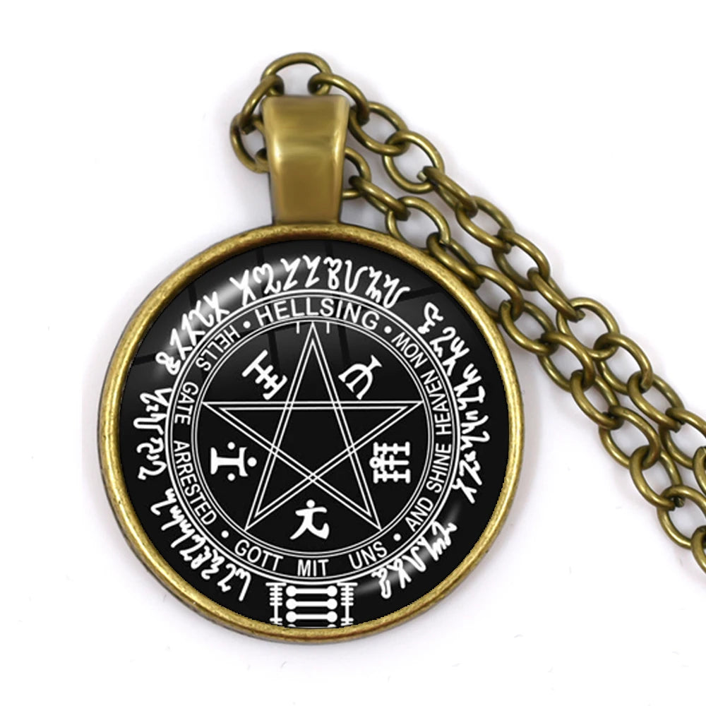 Hellsing Alucard Pentagram Pendant Necklace 25mm Glass Cabochon Pentagram Statement P alternate view