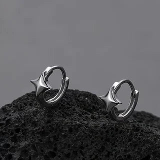 Fashion Trend Silver Color Irregular Spike Hanging Earrings for Men and Women Unique H close-up view