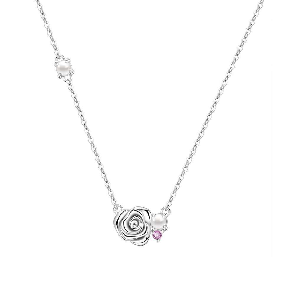 Romantic Pink Crown Heart Pendant Necklace Genuine 925 Sterling Silver Elegant Fine additional angle