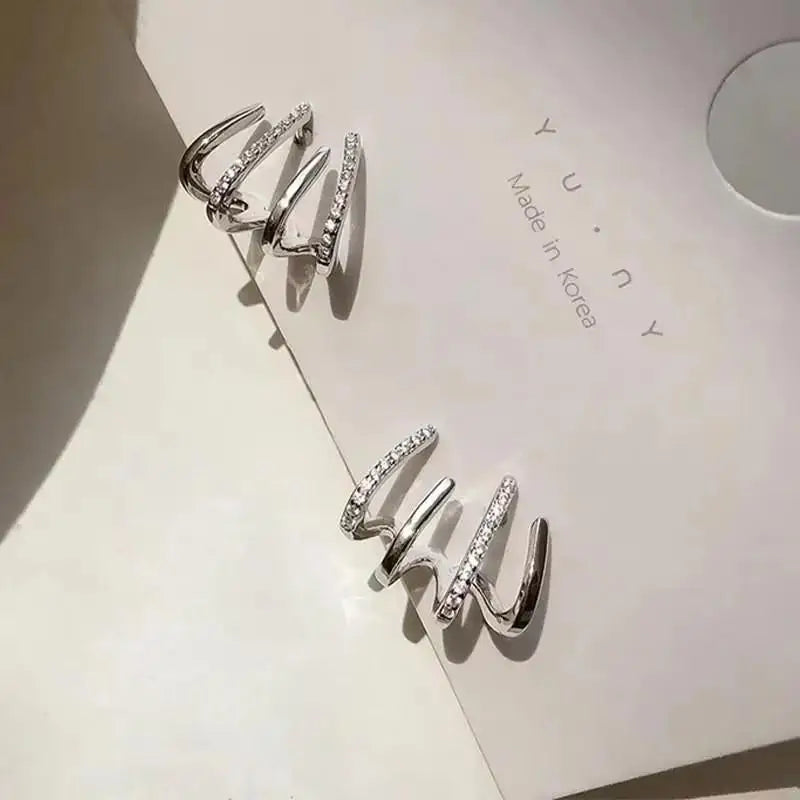 Korean Fashion Seven Star Zircon Earrings | Luxury Crystal Stars Stud Earrings detail view