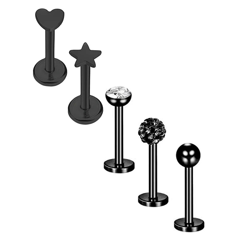5pcs Tragus Stud Earring Set | Heart CZ Cartilage Piercing Jewelry lifestyle view