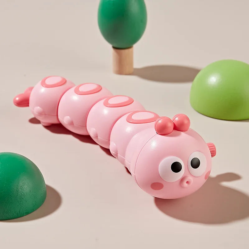 Cartoon Clockwork Caterpillar Crawling Toys Parent Child Interactive Cute Animal Baby close-up view