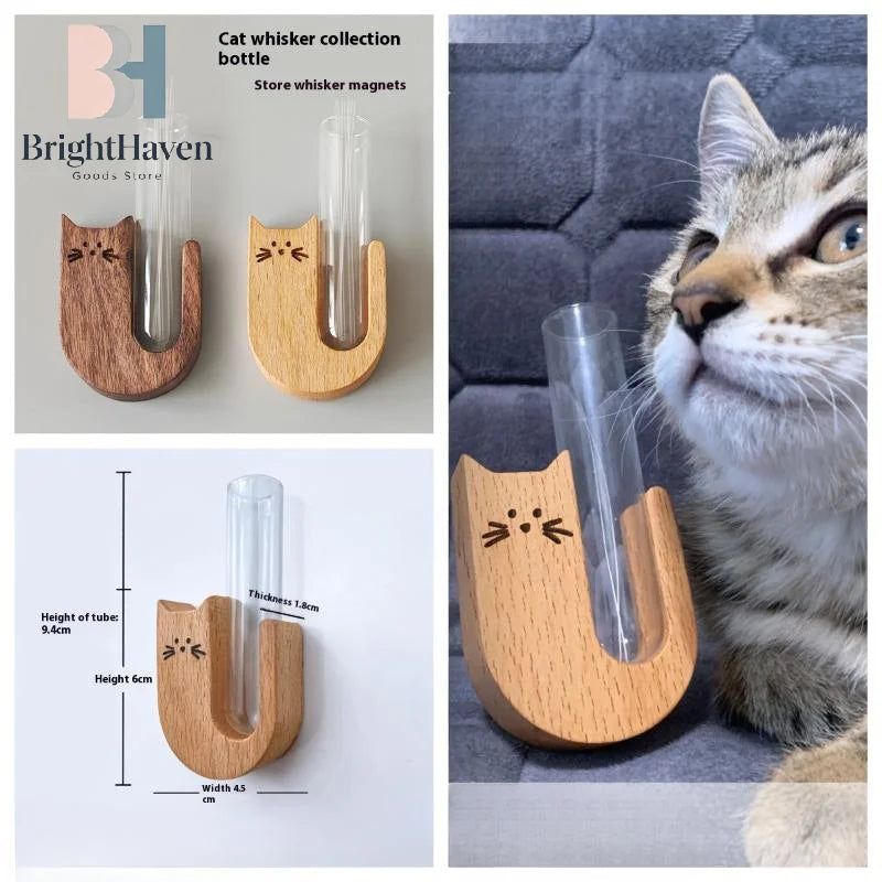 Transparent Glass Cat Whisker Jar Pet Hair Holder Refrigerator Magnet Decor Memorial Gift For Pet Lo