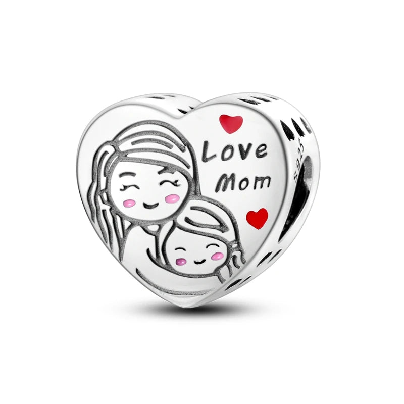 925 Sterling Silver Happy Family Charms Bead Zirconium Family Love Dangle Fit Origina alternate view