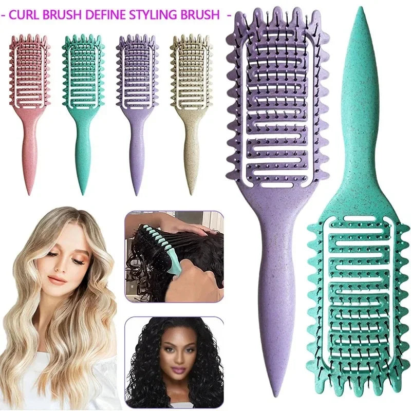 Curl Define Styling Brush Hollow Out Detangling Comb For Wet Dry Curly Hair Shaping Barb detail view