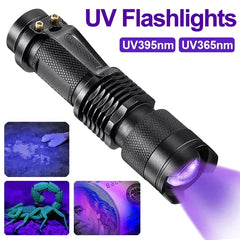 LED UV Flashlight Rechargeable | 395nm Ultraviolet Blacklight for Pet Urine Detection