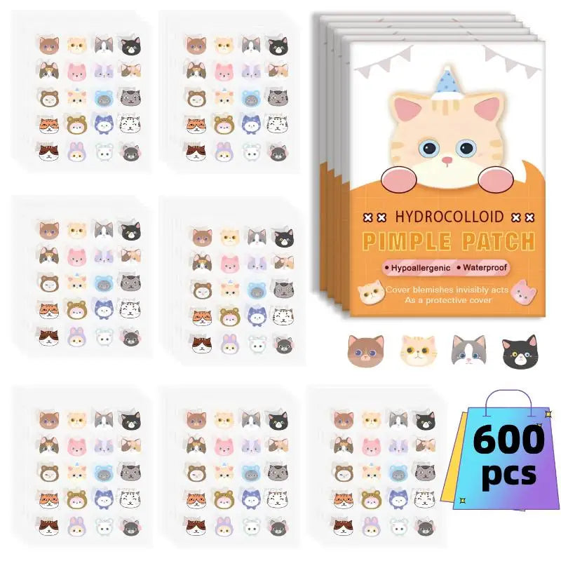 600 Pcs Cat Shaped Acne Patches | Hydrocolloid Pimple Stickers with Cute Design alternate view