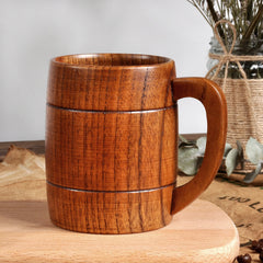 320ml Handcrafted Wooden Coffee Mug Natural Drinkware Cup Vintage Solid Wood Beer Mug wi detail view