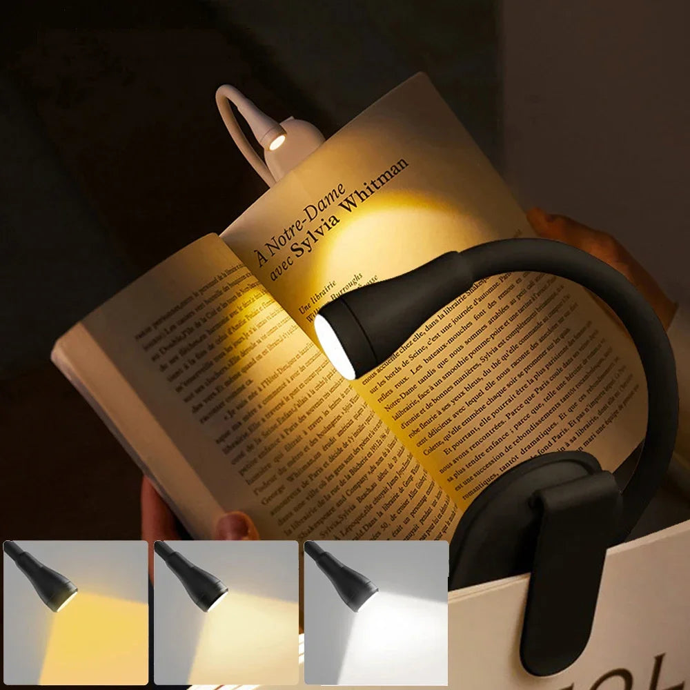 Rechargeable 3-Color Mini LED Book Light | 360° Adjustable Clip Eye Protection Readin alternate view