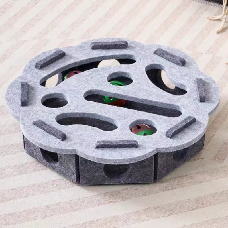 Interactive Maze Cat Toy | Felt Plush Puzzle with Bell Ball additional angle