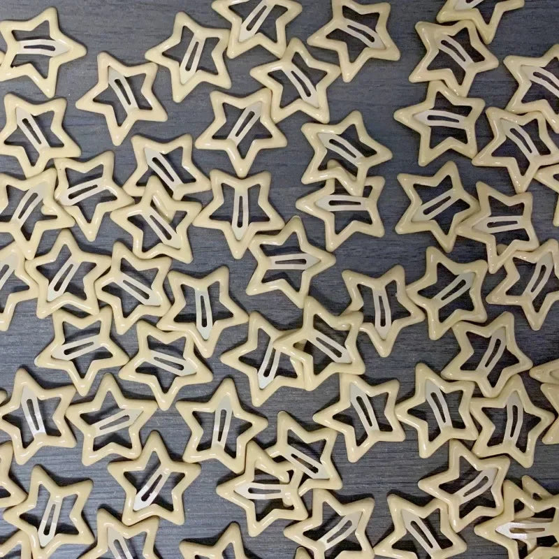 10pcs Colorful Star BB Hair Clips Girls Y2K Cute Star Barrettes Women Simple Metal Sna close-up view