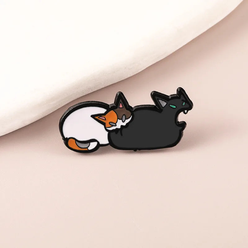 Mean Cat Enamel Brooch Pin - Cute Cat Design with Orange Ears, Durable Zinc Alloy, Perfect for Lapel Bag or Jewelry, Ideal Gift