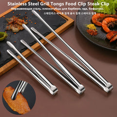 Steel Grill Tongs Food Clip Steak Clip Bread Tong Cooking Utensils Party Non-Slip Kitchen