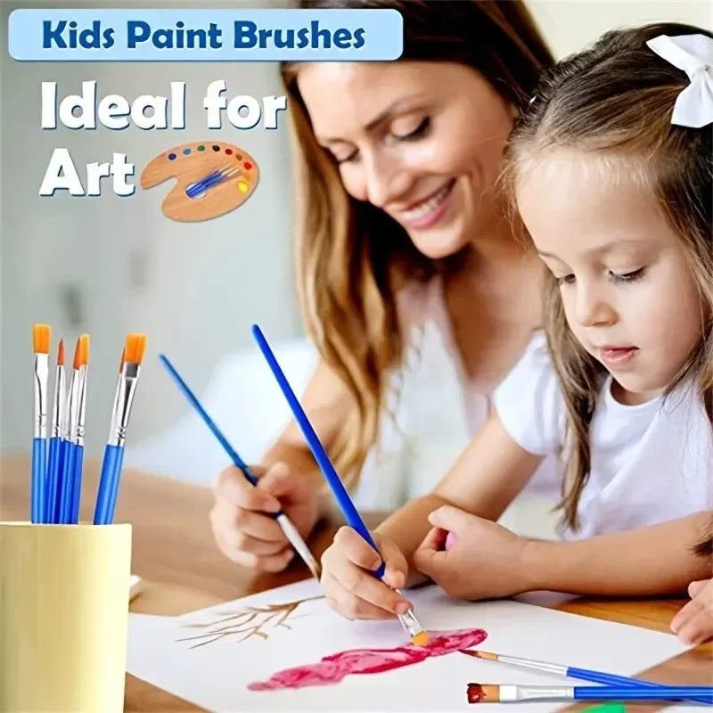 50Pcs Painting Brushes Set Art Round Flat Hair Nylon Hair Paint Brush for Oil Acrylic alternate view
