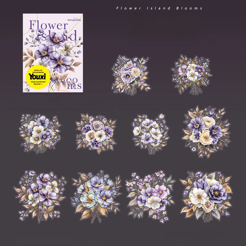 20 PET Flower Stickers for Scrapbooking | Transparent Adhesive Decorative Set lifestyle view