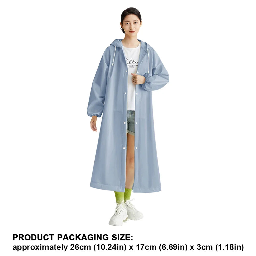 Adult Long Raincoat | Reusable Waterproof Windproof Hooded Rain Gear for Hiking and T alternate view
